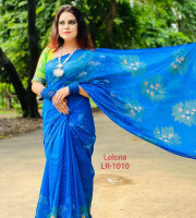 Blue Halfsilk Saree With  Blouse code LR-1010