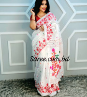 প্রিমিয়াম হাফ সিল্ক শাড়ি – এক্সক্লুসিভ স্ক্রিন প্রিন্ট - BS-8073