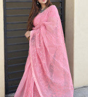Halfsilk Embroidery Saree Em-114