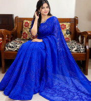 Halfsilk Embroidery Saree Em-122