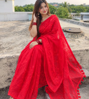 Halfsilk Embroidery Saree Em-116
