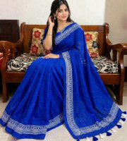 Semi Moslin Embroidery Saree Em-155