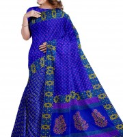 Halfsilk Saree Block print -Bs-6703