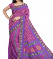 Halfsilk Saree Block print -Bs-6704