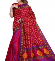 Halfsilk Saree Block print -Bs-6707