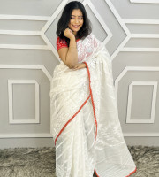 Jamdani Motive Print Saree With  Blouse BS-8200
