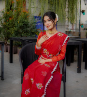 Semi Moslin Embroidery Saree Em-165