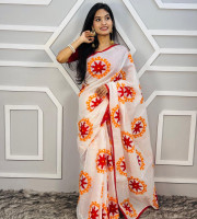 Jamdani Motive Print Saree With  Blouse BS-8201